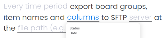 Specifying columns to export