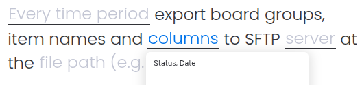Specifying columns to export