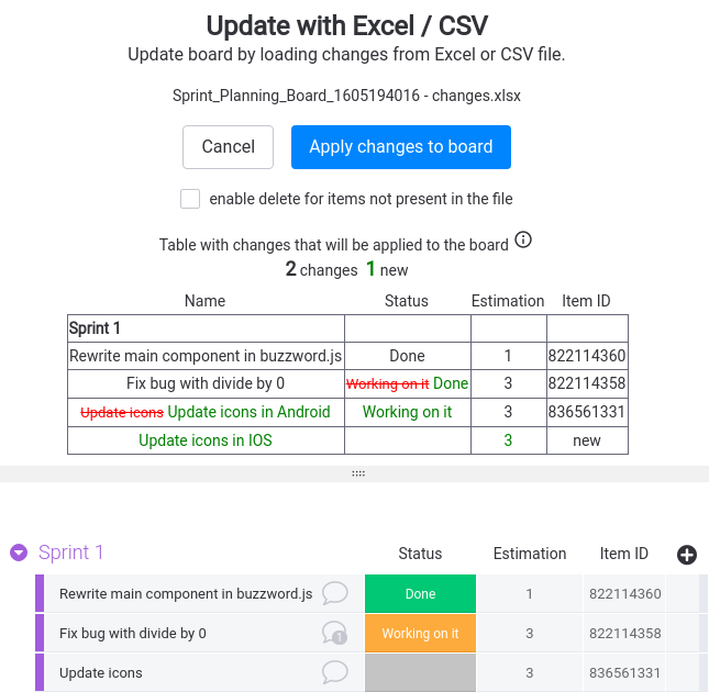 Apply changes