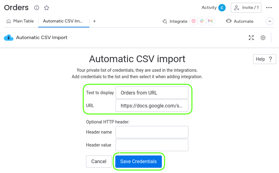 Configure URL