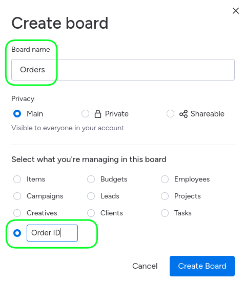 Create board